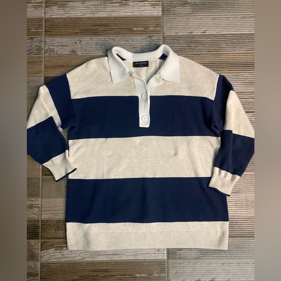 🎁Lane Bryant Navy and Cream Polo Shirt - Picture 2 of 5